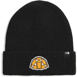 The North Face Men Black/iconpatch Cuffed Beanie Classic Fit Rib Knit Winter Hat